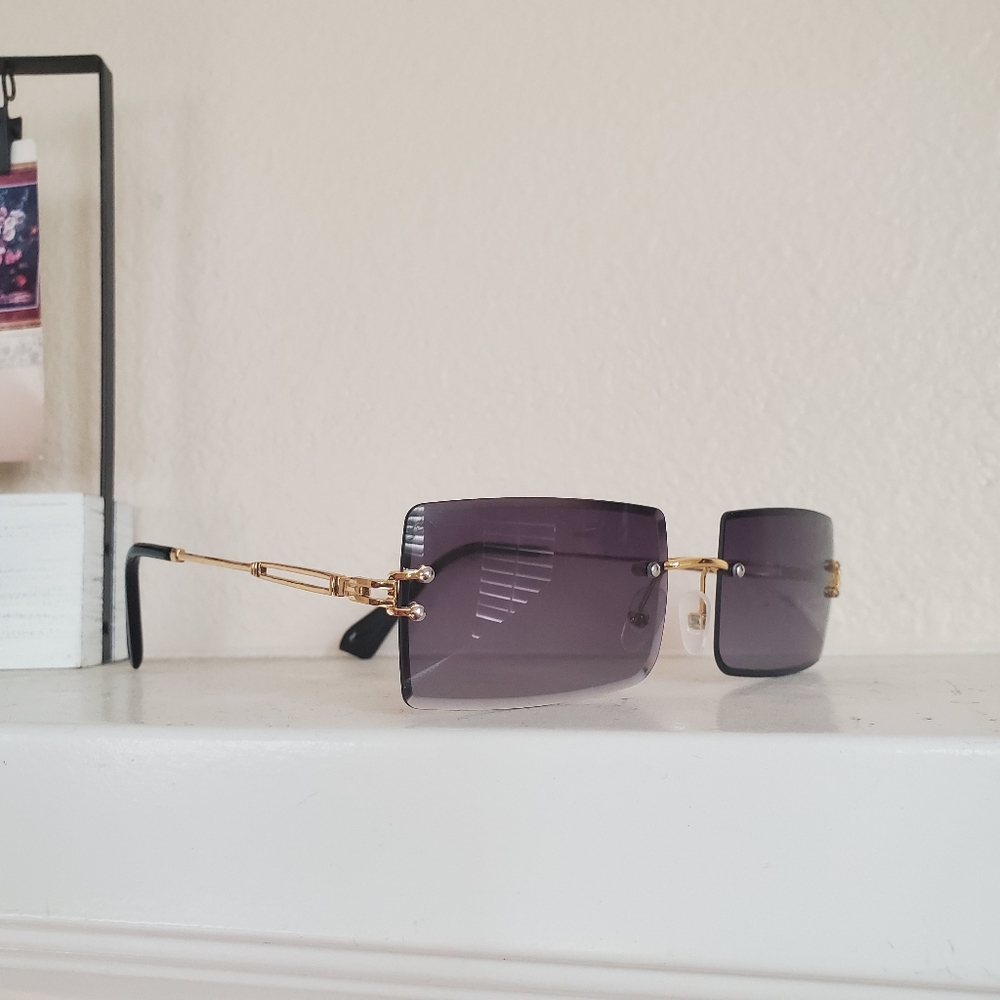 Black rectangular ombre Rimless sunglasses - Picture 4 of 6